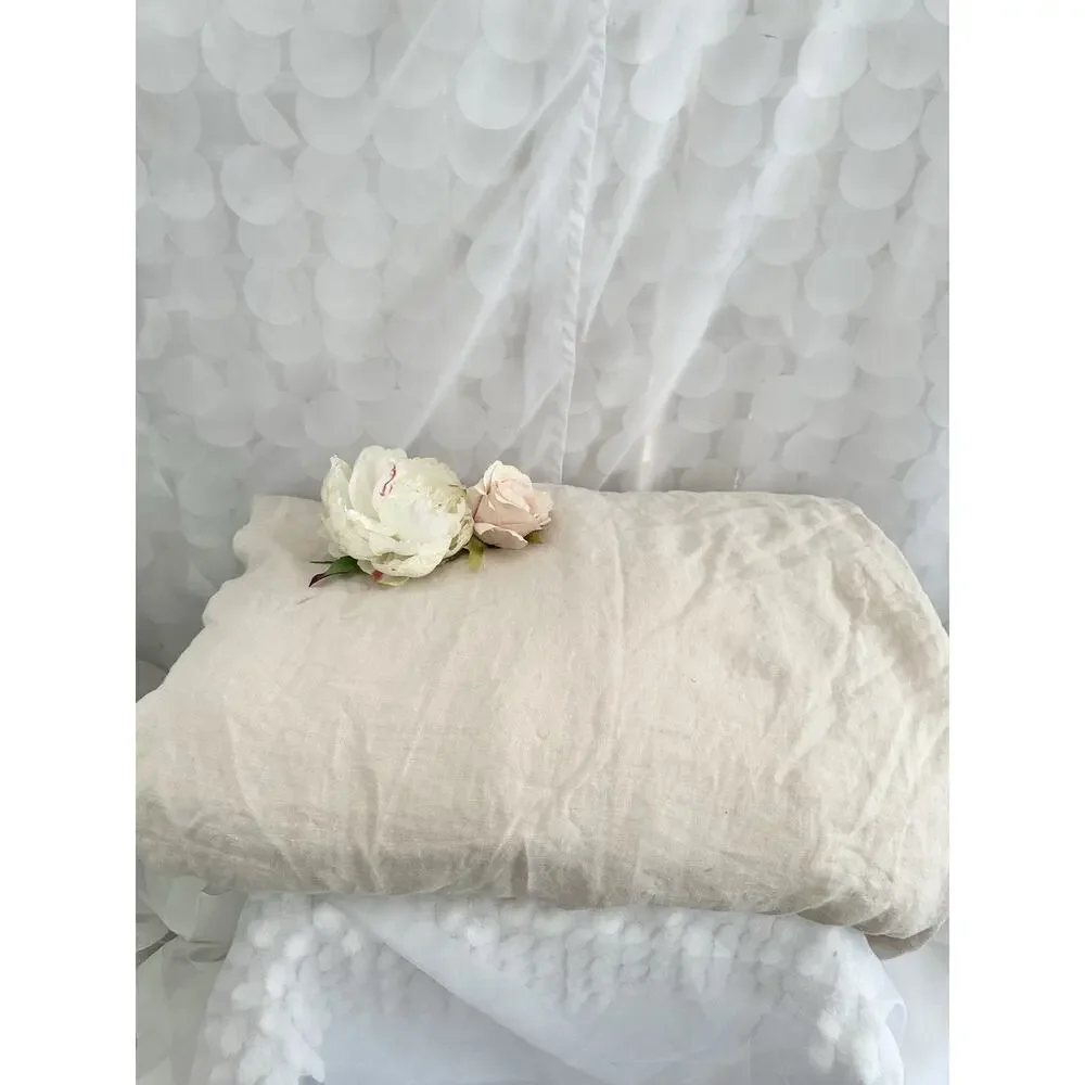 100% FLAX LINEN PARACHUTE Beige TOAST KING California KING Duvet Cover PORTUGAL